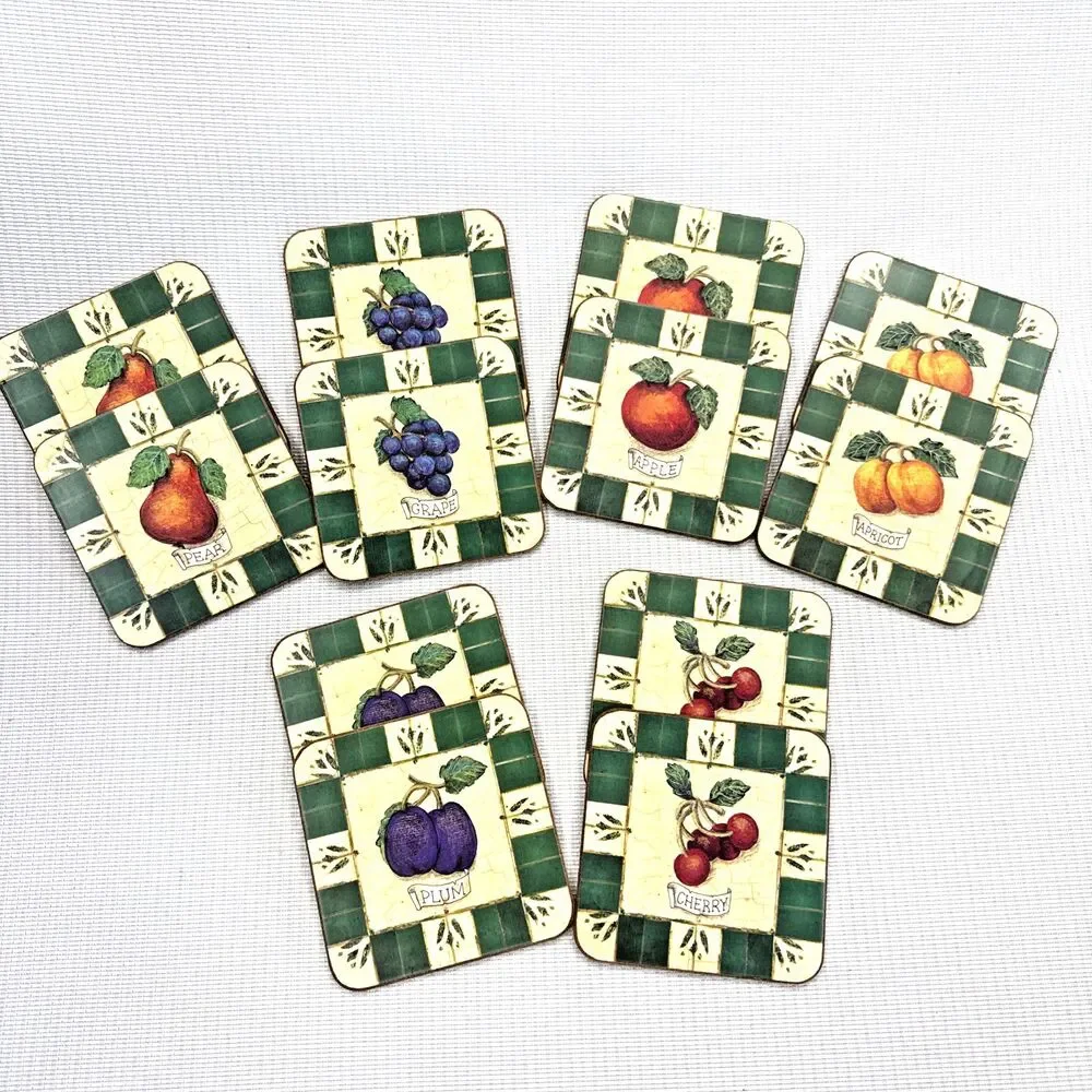 Vintage Pimpernel Coasters Fruit Medley Set of 12 Coasters Cork Backed - England